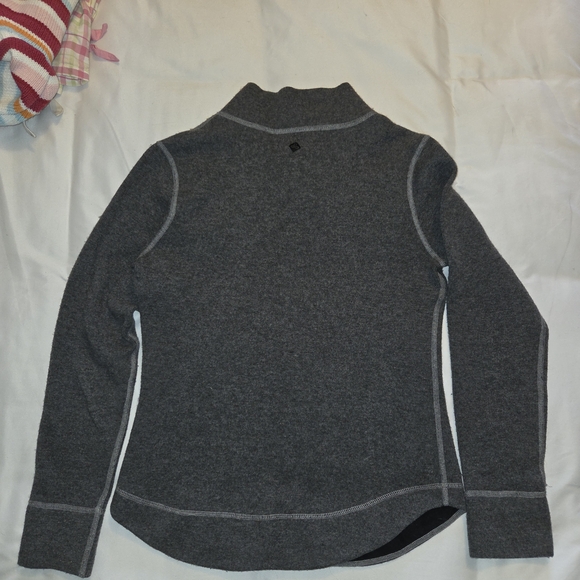 Prana Wool Blend Crossneck Sweater with Buttons And Contrast Stitching - Picture 6 of 6